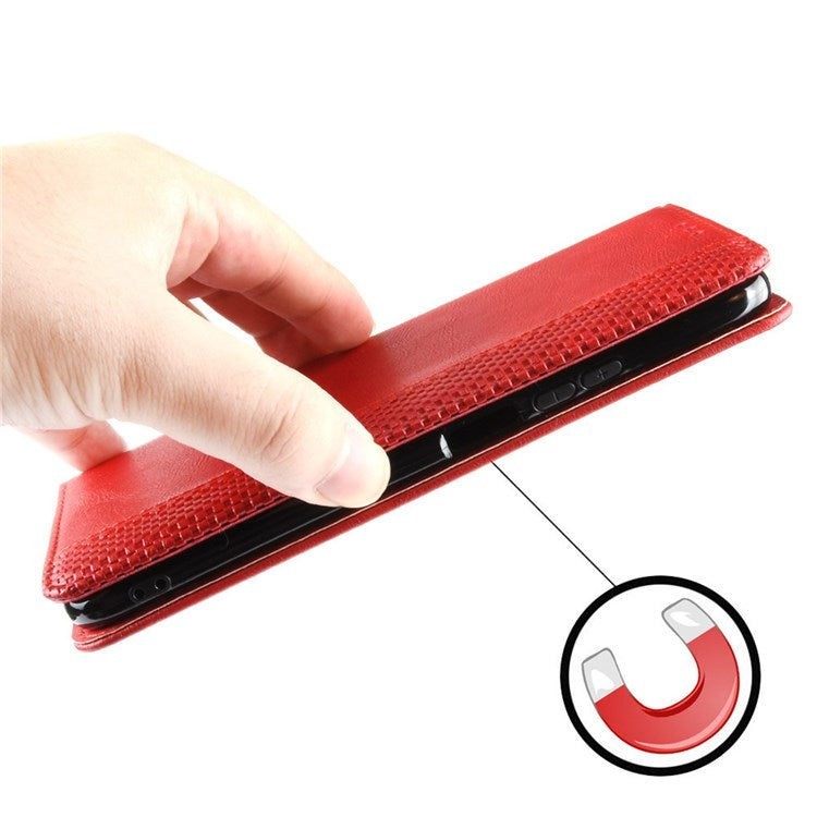 Retro Texture Anti-scratch Phone Case for vivo X80 Pro 5G, PU Leather Stand Wallet Magnetic Absorption Protective Cover - Red