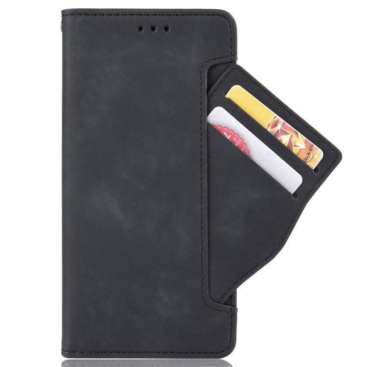 Multiple Card Slots Leather Cover for vivo X80 5G, PU Leather Wallet Stand Folio Flip Phone Case - Black