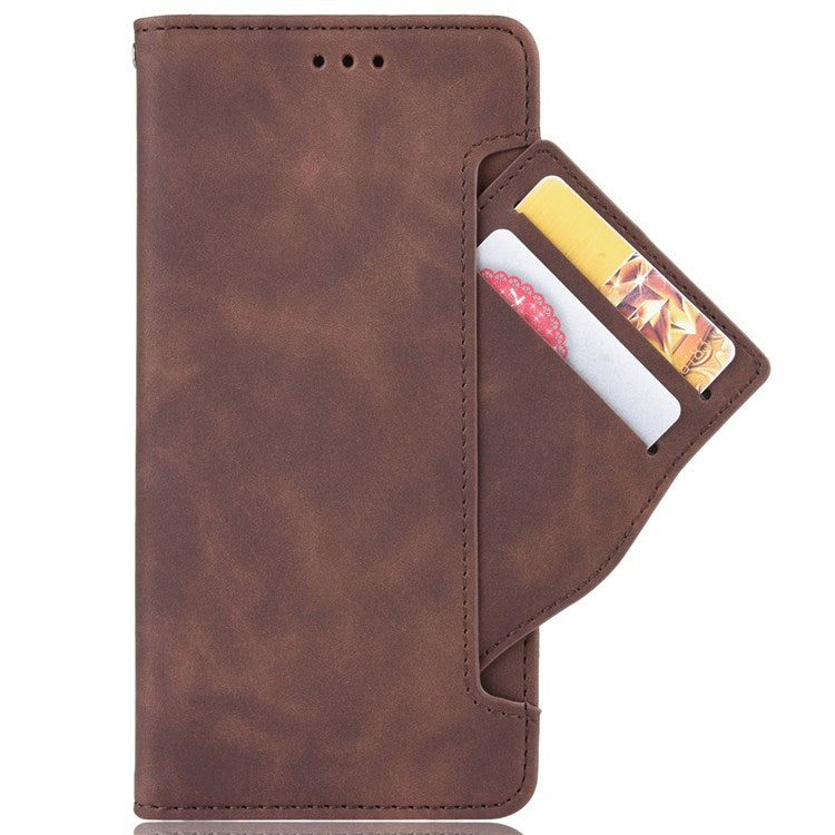 For vivo T2x 5G Stand Feature Multiple Card Slots Case PU Leather Wallet Magnetic Clasp Drop-proof Shell - Brown