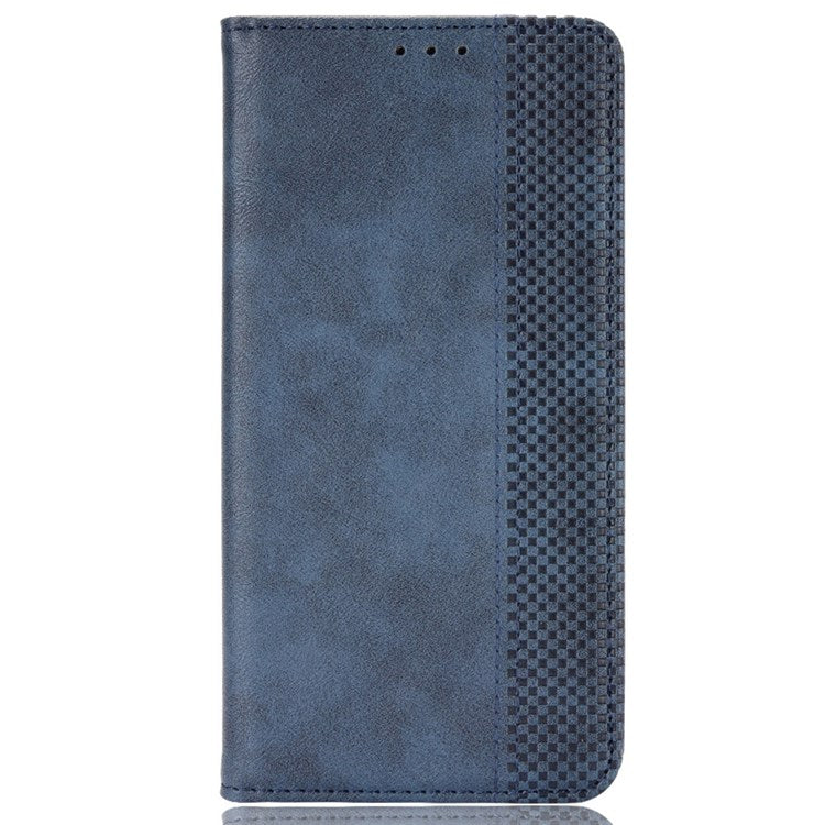 For vivo T2x 5G Retro Texture Leather Cell Phone Case Stand Magnetic Absorption Wallet Style Anti-shock Shell - Blue