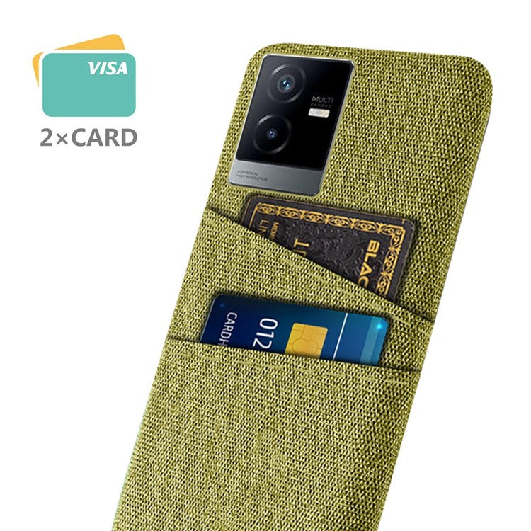 For vivo T2x 5G Cloth Texture Soft Touch Phone Case with Dual Card Slots Wear-resistant Protective Shell - Yellow