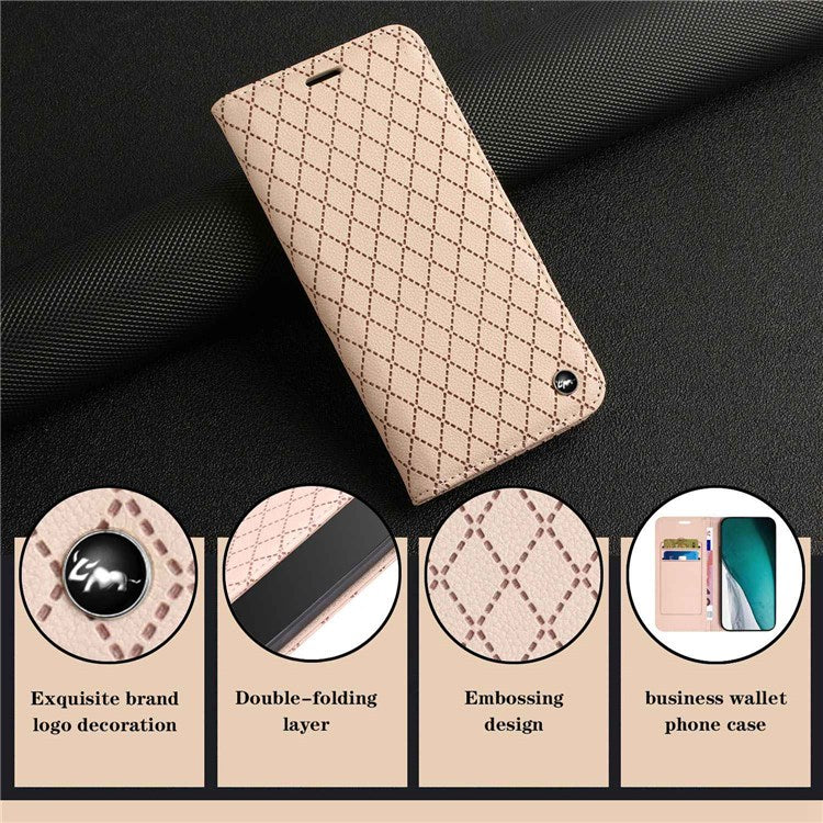 For vivo Y12 / Y15 / Y17 / Y11 (2019) Litchi Texture Anti-drop Phone Cover with Rhombus Pattern Flip Leather Wallet Case Stand - Yellow