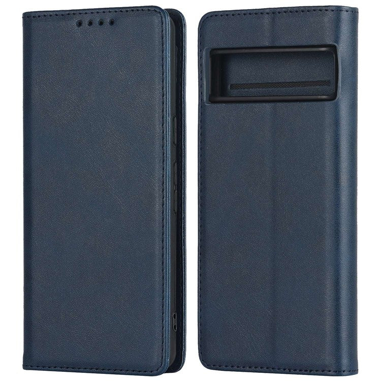 Textured PU Leather Case for Google Pixel 7 5G, Stand Wallet Design Auto Closing Magnetic Phone Cover - Dark Blue