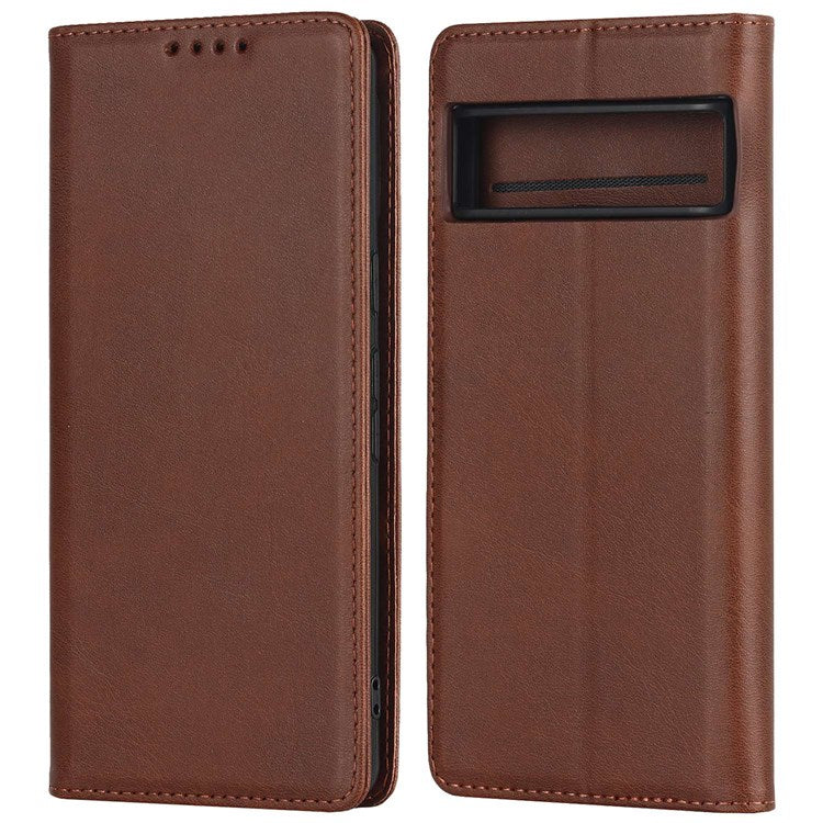 Textured PU Leather Case for Google Pixel 7 5G, Stand Wallet Design Auto Closing Magnetic Phone Cover - Dark Brown