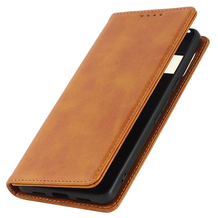 Textured PU Leather Case for Google Pixel 7 5G, Stand Wallet Design Auto Closing Magnetic Phone Cover - Light Brown