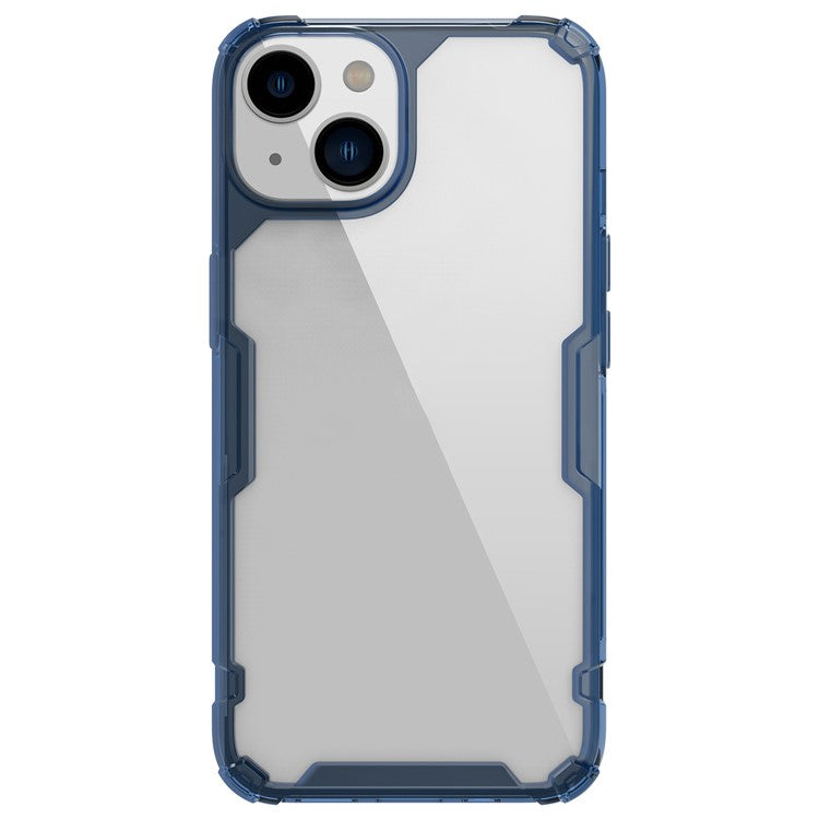 NILLKIN-Nature-Pro-Series-Clear-Case-for-iPhone-14-/-iPhone-13,-Anti-drop-Phone-Cover-Hard-Crystal-PC-Back-Soft-TPU-Border-Well-Protection-Cell-Phone-Shell---Blue