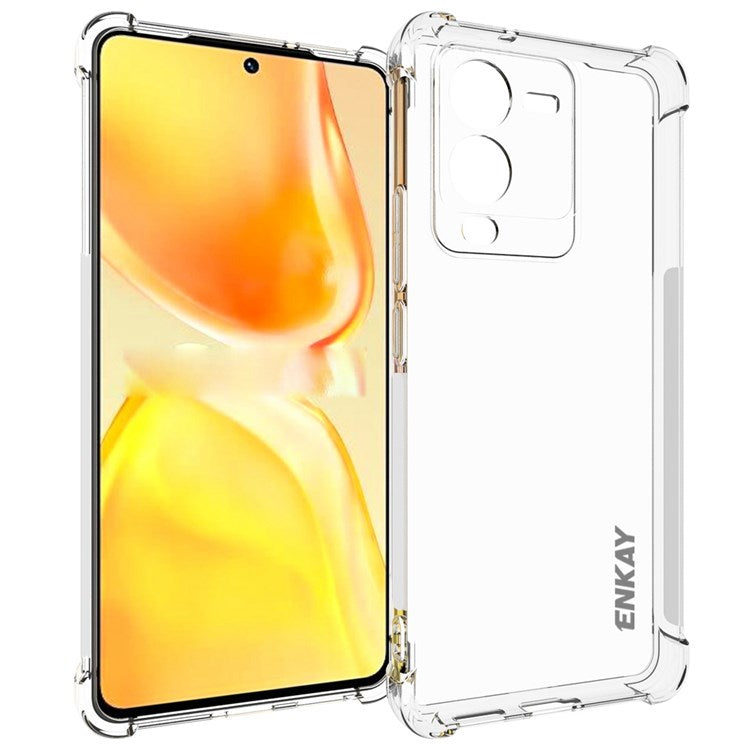 ENKAY HAT PRINCE For vivo S15 5G Thickened Corners Soft TPU Phone Cover Anti-slip Strip Edge Design Transparent Drop-proof Case