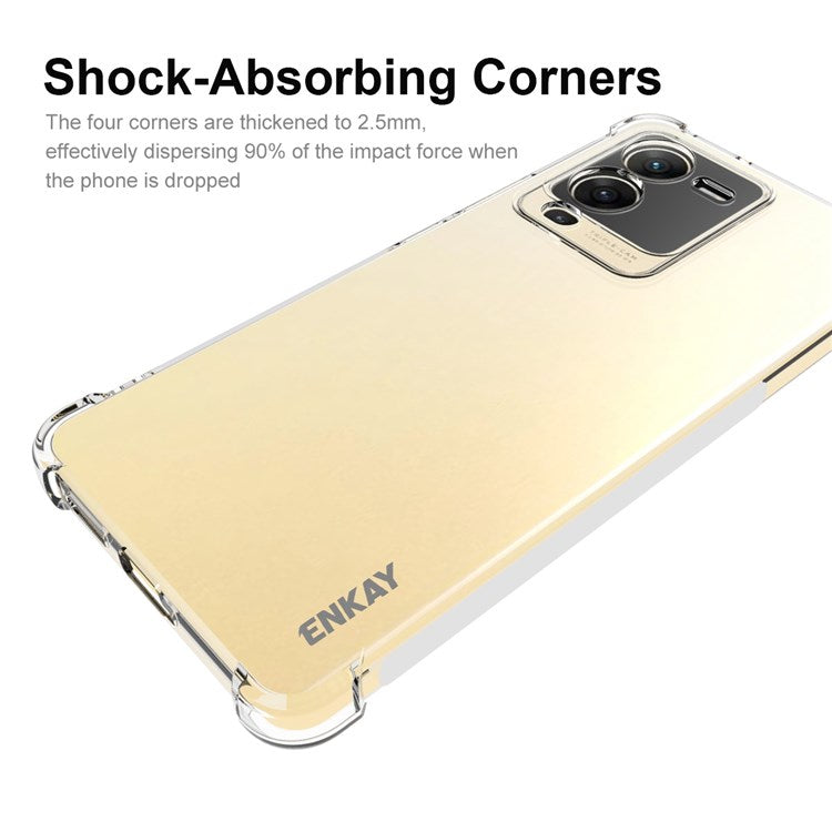 ENKAY HAT PRINCE For vivo S15 5G Thickened Corners Soft TPU Phone Cover Anti-slip Strip Edge Design Transparent Drop-proof Case