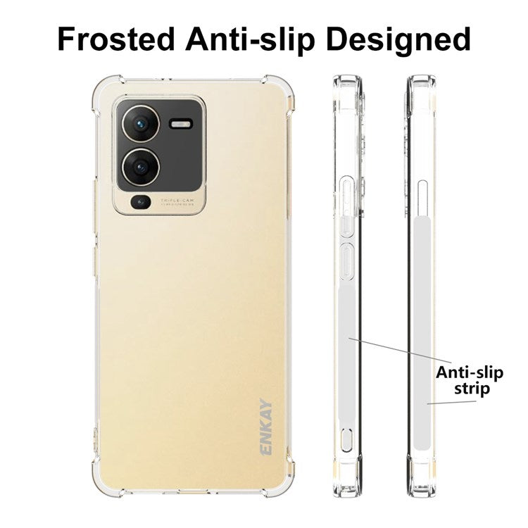 ENKAY HAT PRINCE For vivo S15 5G Thickened Corners Soft TPU Phone Cover Anti-slip Strip Edge Design Transparent Drop-proof Case