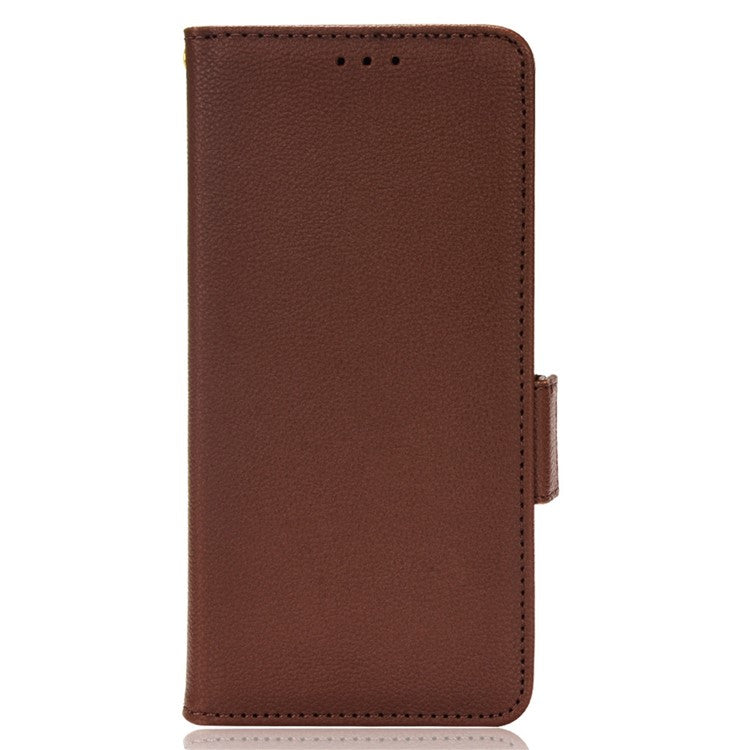 For  vivo X80 Pro 5G Protective Phone Case Litchi Texture Wallet Stand Function PU Leather Anti-wear Magnetic Cover - Brown