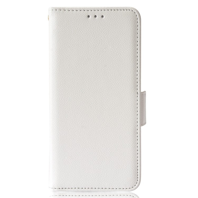 For  vivo X80 Pro 5G Protective Phone Case Litchi Texture Wallet Stand Function PU Leather Anti-wear Magnetic Cover - White