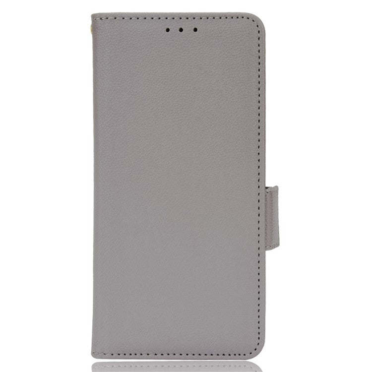 For  vivo X80 Pro 5G Protective Phone Case Litchi Texture Wallet Stand Function PU Leather Anti-wear Magnetic Cover - Grey