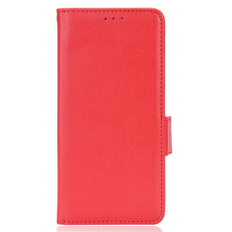 For  vivo X80 Pro 5G Protective Phone Case Litchi Texture Wallet Stand Function PU Leather Anti-wear Magnetic Cover - Red