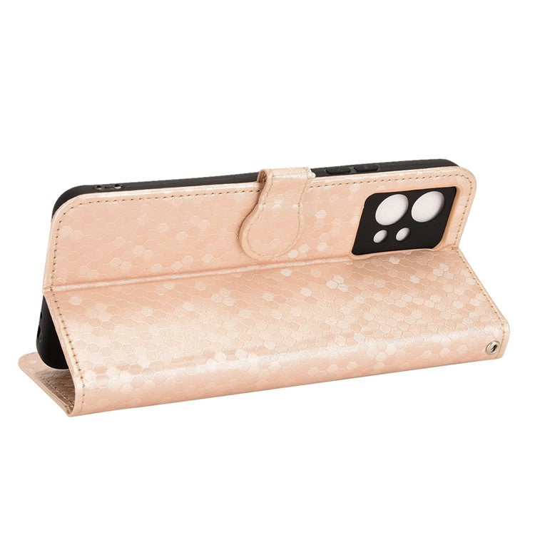 For vivo T1 5G / Y75 5G / Y55 5G Drop-proof Folio Flip Phone Case Dot Pattern Imprinted Phone Wallet Cover Stand PU Leather Full Protection Shell - Gold