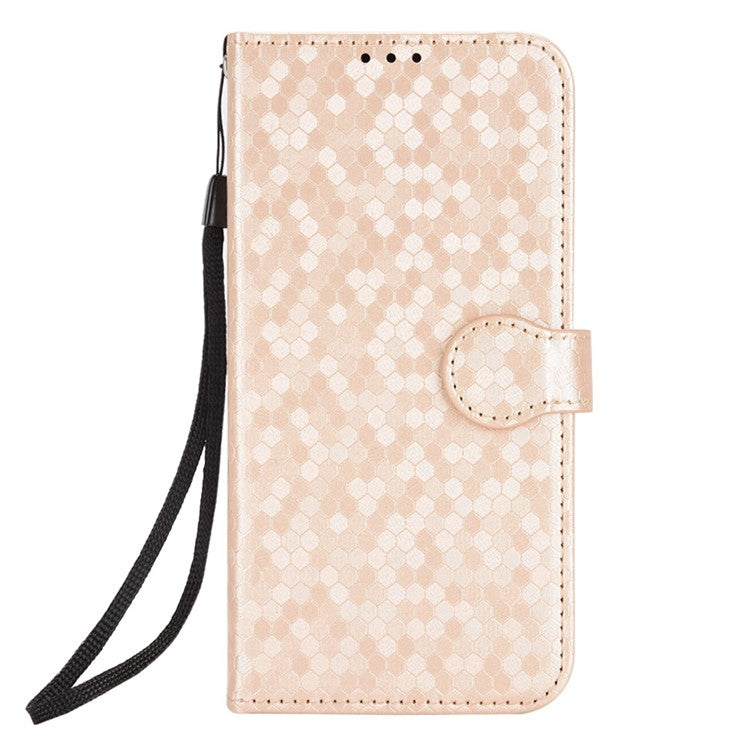 For vivo T1 5G / Y75 5G / Y55 5G Drop-proof Folio Flip Phone Case Dot Pattern Imprinted Phone Wallet Cover Stand PU Leather Full Protection Shell - Gold