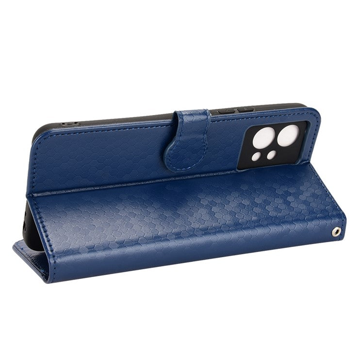 For vivo T1 5G / Y75 5G / Y55 5G Drop-proof Folio Flip Phone Case Dot Pattern Imprinted Phone Wallet Cover Stand PU Leather Full Protection Shell - Blue