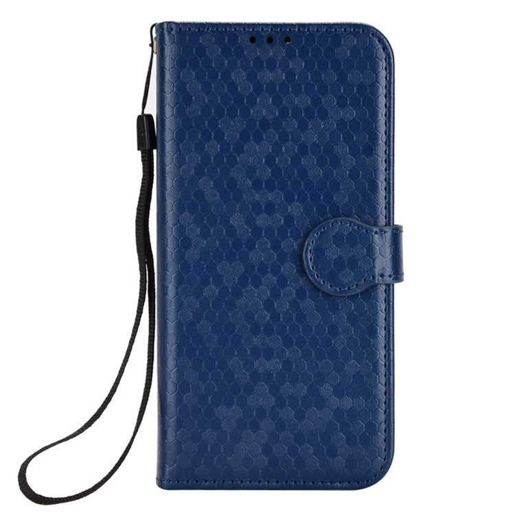 For vivo T1 5G / Y75 5G / Y55 5G Drop-proof Folio Flip Phone Case Dot Pattern Imprinted Phone Wallet Cover Stand PU Leather Full Protection Shell - Blue