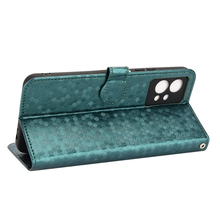 For vivo T1 5G / Y75 5G / Y55 5G Drop-proof Folio Flip Phone Case Dot Pattern Imprinted Phone Wallet Cover Stand PU Leather Full Protection Shell - Green