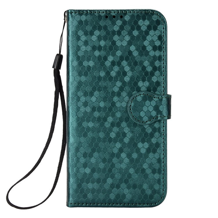 For vivo T1 5G / Y75 5G / Y55 5G Drop-proof Folio Flip Phone Case Dot Pattern Imprinted Phone Wallet Cover Stand PU Leather Full Protection Shell - Green