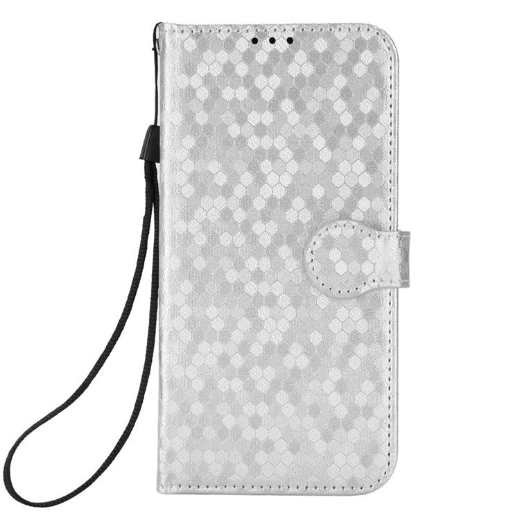 For vivo T1 5G / Y75 5G / Y55 5G Drop-proof Folio Flip Phone Case Dot Pattern Imprinted Phone Wallet Cover Stand PU Leather Full Protection Shell - Silver