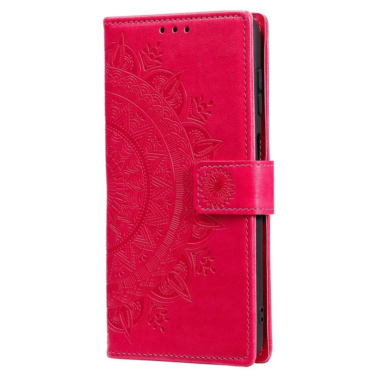 For Google Pixel 6a Mandala Flower Pattern Imprinted PU Leather Anti-scratch Phone Cover Stand Wallet Style Phone Case - Rose