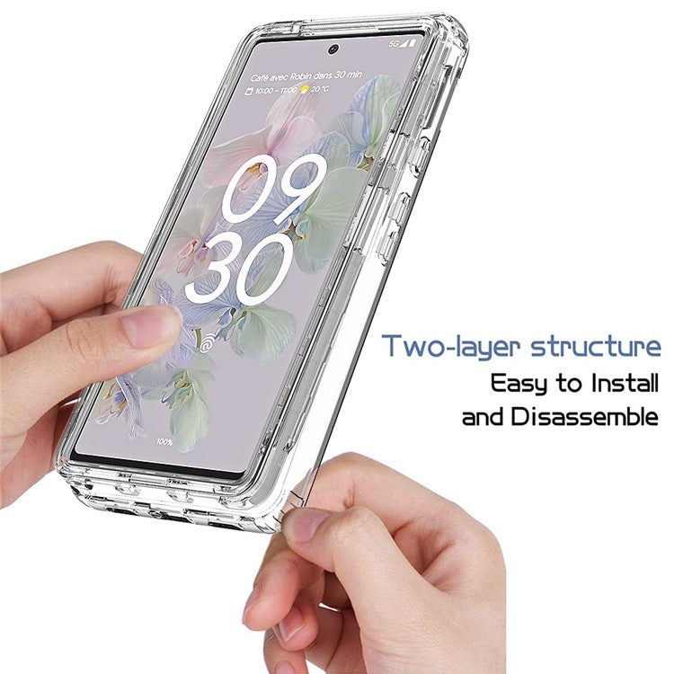 For Google Pixel 6a Transparent TPU + PC Phone Case Stylish Gradient Color Anti-scratch Protective Cover - Transparent