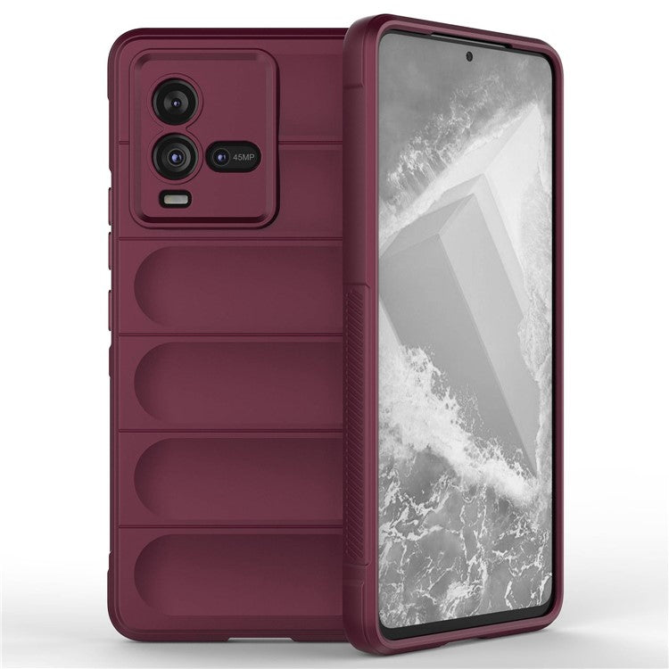 For vivo iQOO 10 5G Rugged Back Drop Protection TPU Case Precise Cutout Anti-Scratch Phone Cover - Wine Red