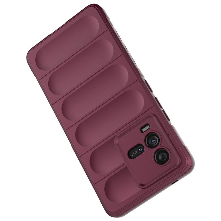 For vivo iQOO 10 5G Rugged Back Drop Protection TPU Case Precise Cutout Anti-Scratch Phone Cover - Wine Red