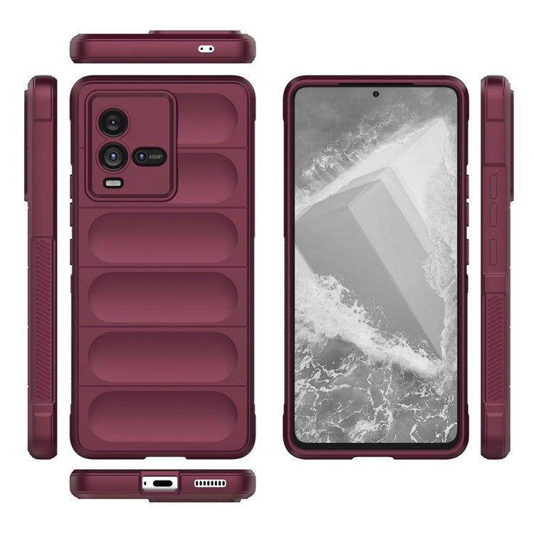 For vivo iQOO 10 5G Rugged Back Drop Protection TPU Case Precise Cutout Anti-Scratch Phone Cover - Wine Red