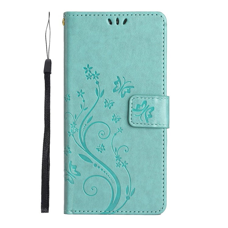 For Google Pixel 6a Drop-proof Phone Case Imprinted Butterflies PU Leather Mobile Phone Wallet Cover Stand Phone Shell - Green