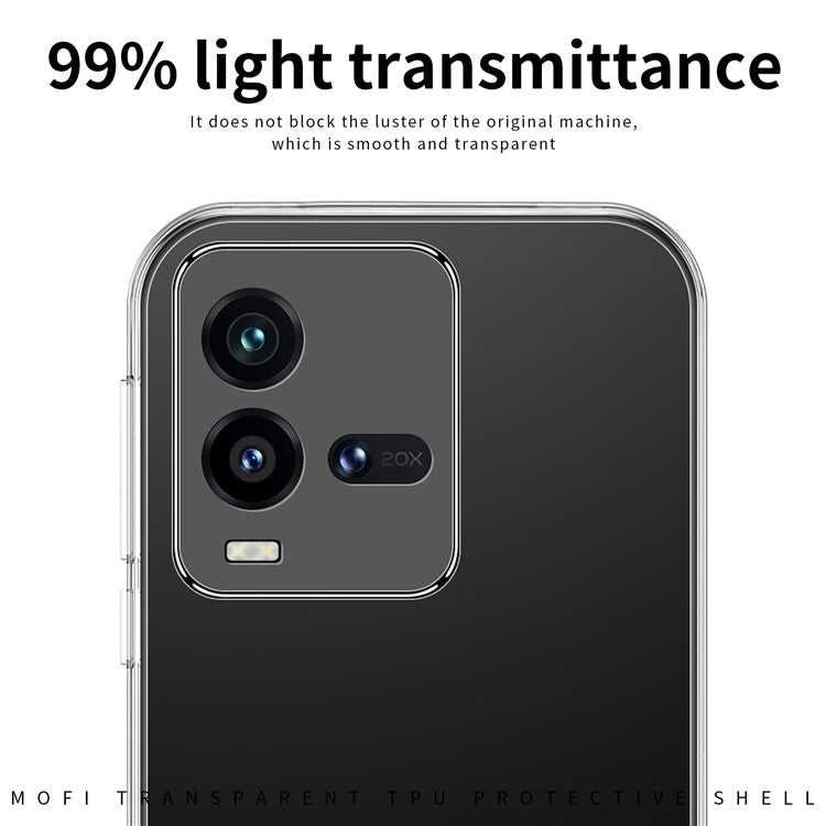 MOFI For vivo iQOO 10 5G Ultra Slim Fexlible TPU Phone Case Anti-fall Transparent Mobile Phone Back Cover