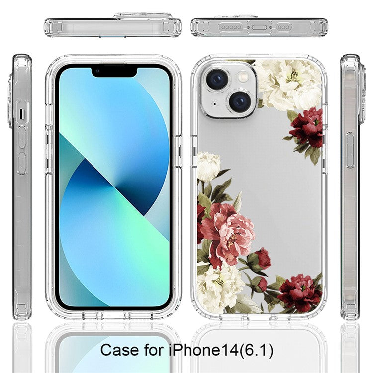 For-iPhone-14-6.1-inch-/-13-6.1-inch-Pattern-Printing-Clear-Phone-Case-Hybrid-PC-+-TPU-Protective-Cover---Trumpet-Flower