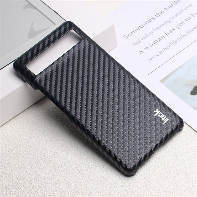 IMAK Ruiyi Series Carbon Fiber Texture Case for Google Pixel 6a, PU Leather Coated PC Anti-drop Phone Back Cover