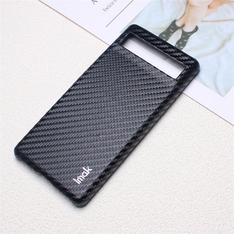 IMAK Ruiyi Series Carbon Fiber Texture Case for Google Pixel 6a, PU Leather Coated PC Anti-drop Phone Back Cover