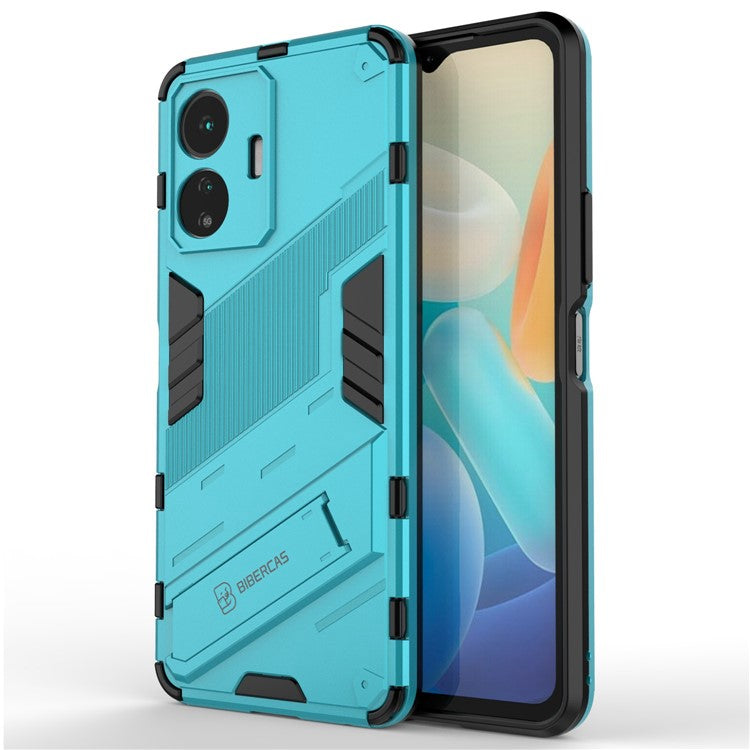 For vivo Y77 5G Hybrid TPU + PC Phone Case Kickstand Anti-scratch Mobile Phone Back Cover - Baby Blue