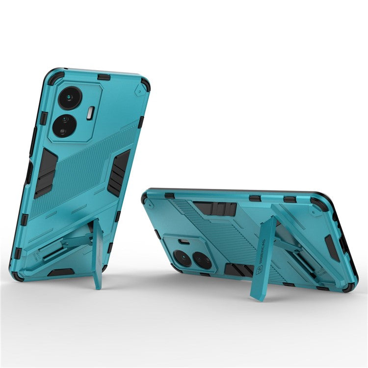 For vivo Y77 5G Hybrid TPU + PC Phone Case Kickstand Anti-scratch Mobile Phone Back Cover - Baby Blue