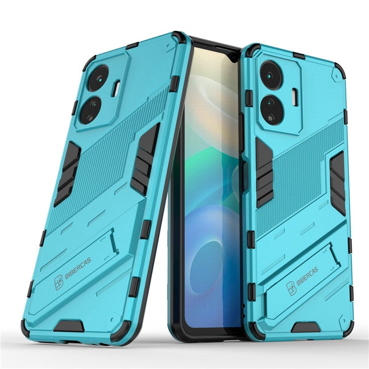 For vivo Y77 5G Hybrid TPU + PC Phone Case Kickstand Anti-scratch Mobile Phone Back Cover - Baby Blue