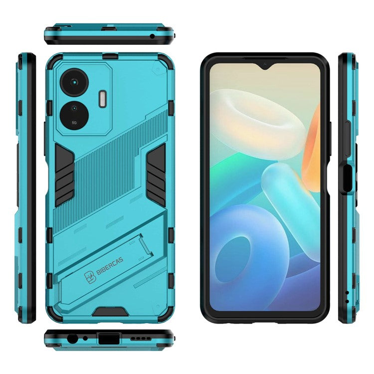 For vivo Y77 5G Hybrid TPU + PC Phone Case Kickstand Anti-scratch Mobile Phone Back Cover - Baby Blue