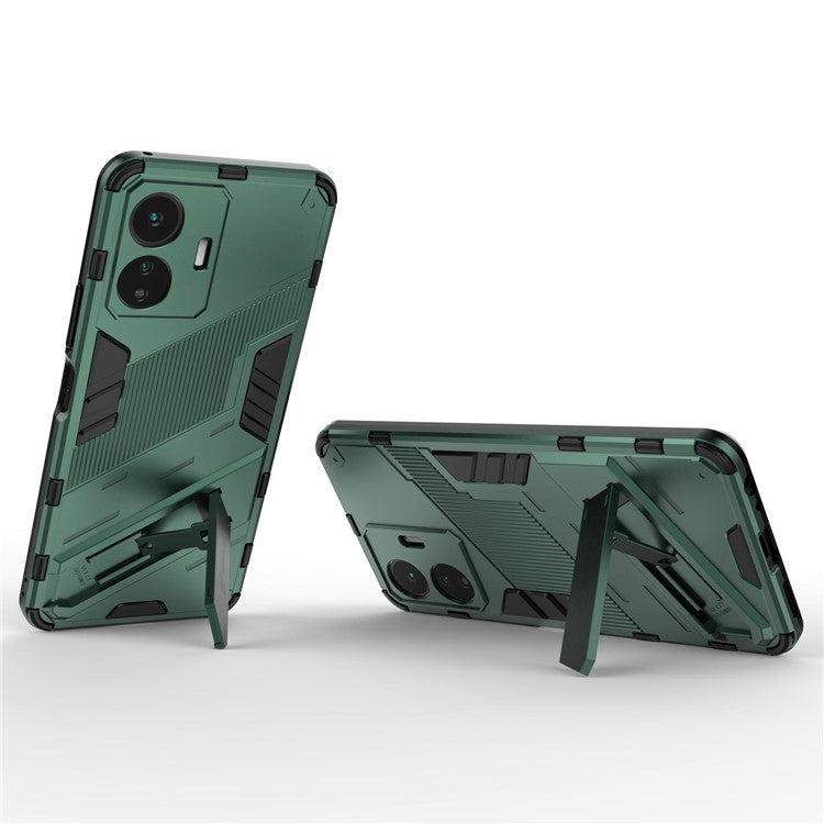 For vivo Y77 5G Hybrid TPU + PC Phone Case Kickstand Anti-scratch Mobile Phone Back Cover - Green