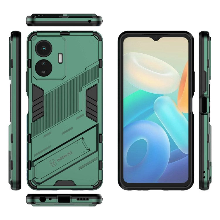 For vivo Y77 5G Hybrid TPU + PC Phone Case Kickstand Anti-scratch Mobile Phone Back Cover - Green