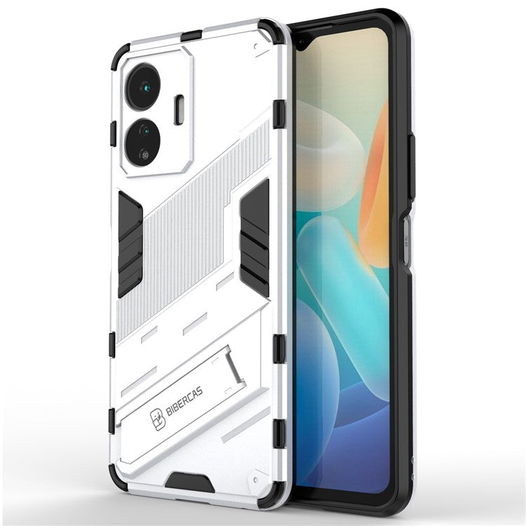 For vivo Y77 5G Hybrid TPU + PC Phone Case Kickstand Anti-scratch Mobile Phone Back Cover - White