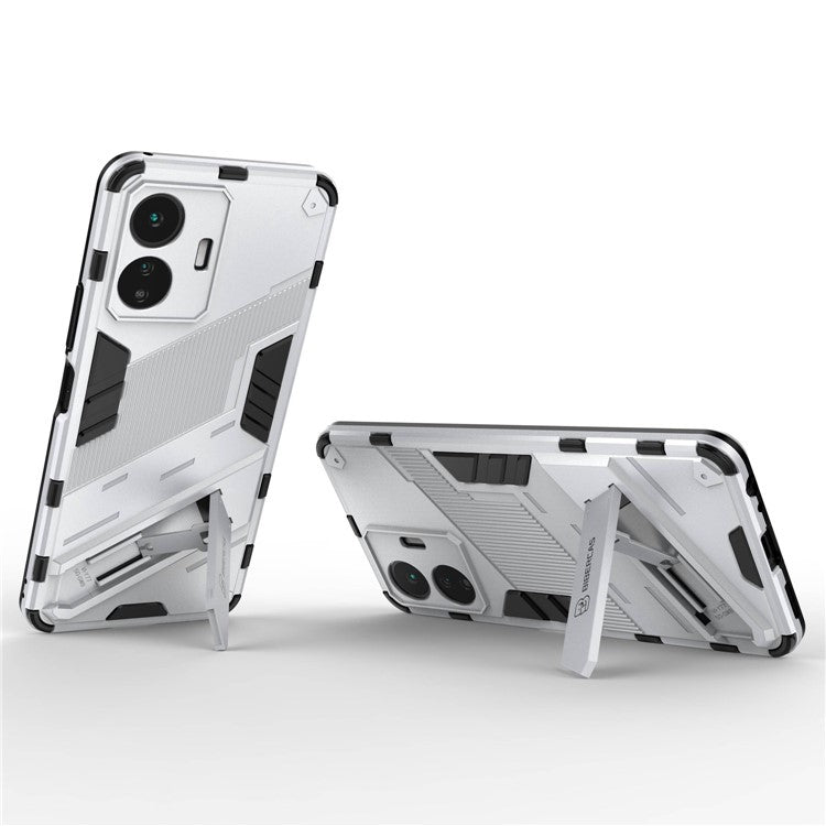 For vivo Y77 5G Hybrid TPU + PC Phone Case Kickstand Anti-scratch Mobile Phone Back Cover - White