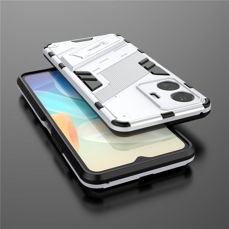 For vivo Y77 5G Hybrid TPU + PC Phone Case Kickstand Anti-scratch Mobile Phone Back Cover - White