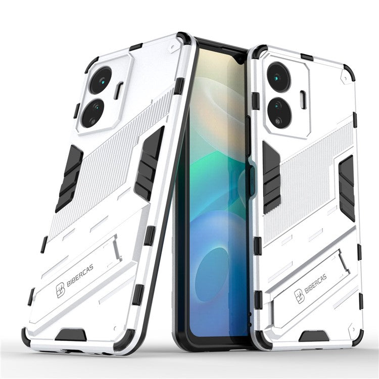 For vivo Y77 5G Hybrid TPU + PC Phone Case Kickstand Anti-scratch Mobile Phone Back Cover - White