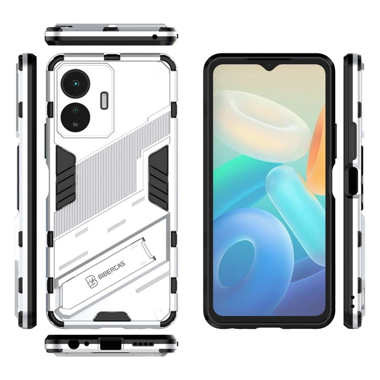 For vivo Y77 5G Hybrid TPU + PC Phone Case Kickstand Anti-scratch Mobile Phone Back Cover - White