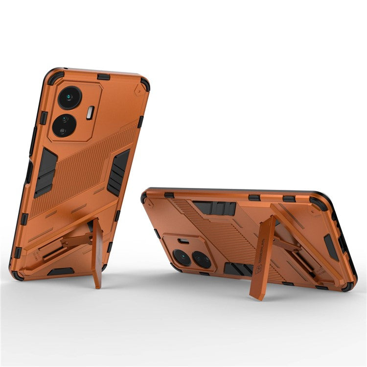 For vivo Y77 5G Hybrid TPU + PC Phone Case Kickstand Anti-scratch Mobile Phone Back Cover - Orange