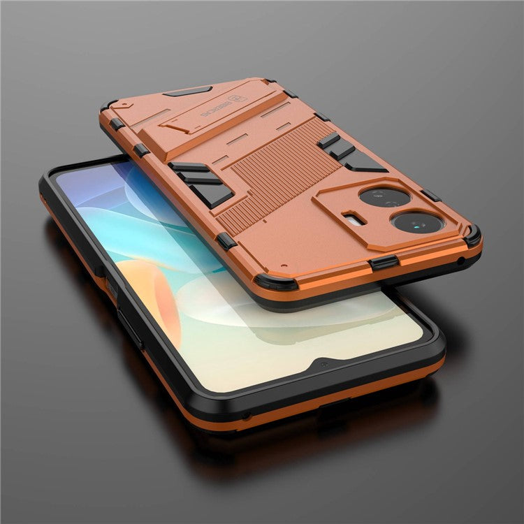 For vivo Y77 5G Hybrid TPU + PC Phone Case Kickstand Anti-scratch Mobile Phone Back Cover - Orange