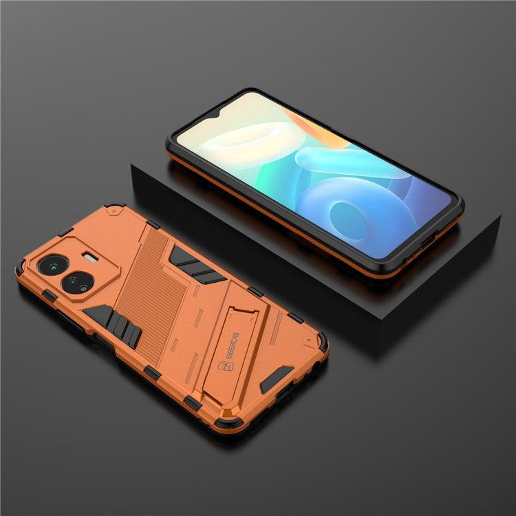 For vivo Y77 5G Hybrid TPU + PC Phone Case Kickstand Anti-scratch Mobile Phone Back Cover - Orange