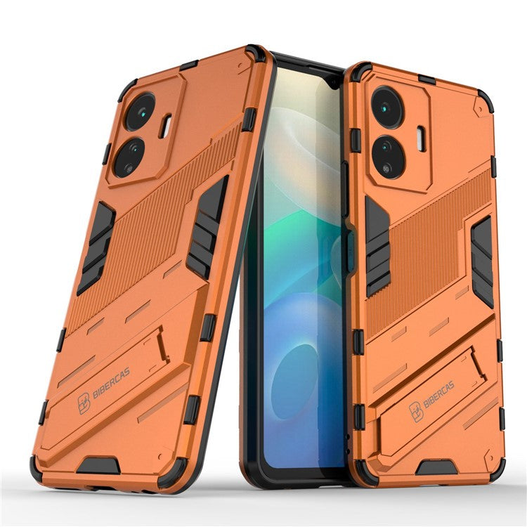 For vivo Y77 5G Hybrid TPU + PC Phone Case Kickstand Anti-scratch Mobile Phone Back Cover - Orange