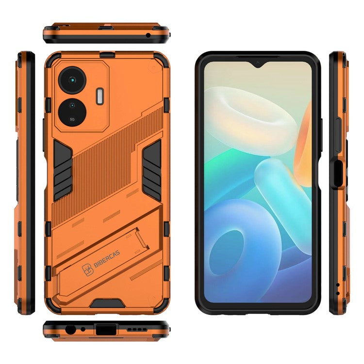 For vivo Y77 5G Hybrid TPU + PC Phone Case Kickstand Anti-scratch Mobile Phone Back Cover - Orange